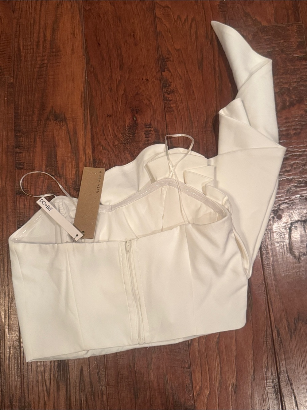 White Ruffled Asymmetrical Top - Picture 8 of 9